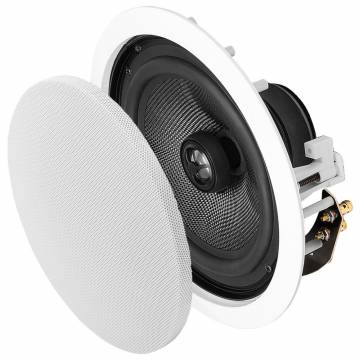 8" Flush Mount 150W 2-Way In-Ceiling Speaker Pair w/ Fiber Glass Woofer & Pivoting Tweeter - ICE840